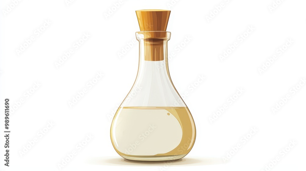 Minimalistic White Vinegar Glass Bottle in 2D Flat Vector Art on White Background with Clipping Path Minimalistic White Vinegar Glass Bottle in 2D Flat Vector Art on White Background with Clipping Path