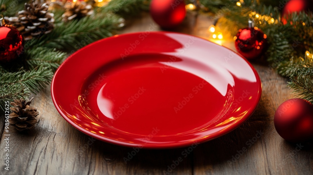 Christmas dinner concept. Christmas plate on the table. Festive Xmas background Christmas dinner concept. Christmas plate on the table. Festive Xmas background