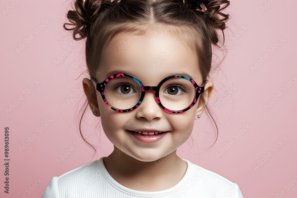 Trendy Portrait of a Charming Girl in Unique Glasses Set Against a Fresh Background Trendy Portrait of a Charming Girl in Unique Glasses Set Against a Fresh Background