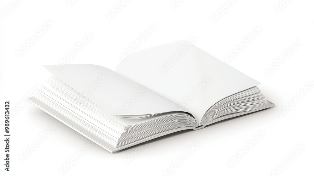 Minimalistic 2D Flat Vector Illustration of a 3D Magazine with Blank White Cover on White Background, Closed Horizontal Book Perspective Minimalistic 2D Flat Vector Illustration of a 3D Magazine with Blank White Cover on White Background, Closed Horizontal Book Perspective