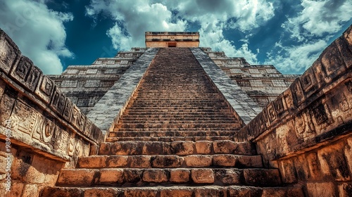 Breathtaking view of pyramid amidst historic archaeo landscape picture photo