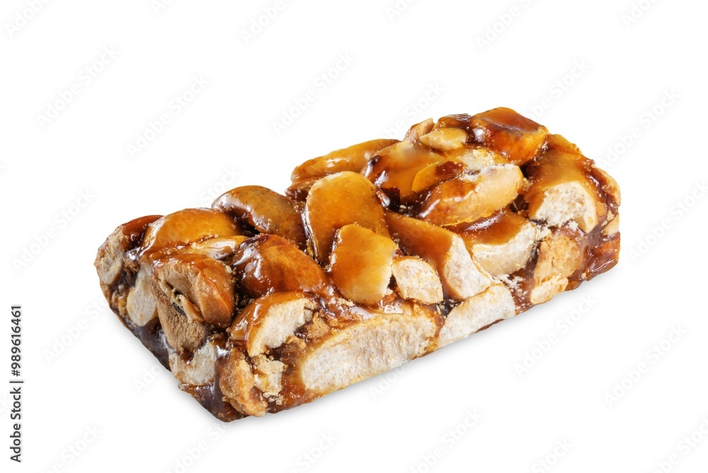 Peanuts honey bar, kozinaki on a white isolated background Peanuts honey bar, kozinaki on a white isolated background