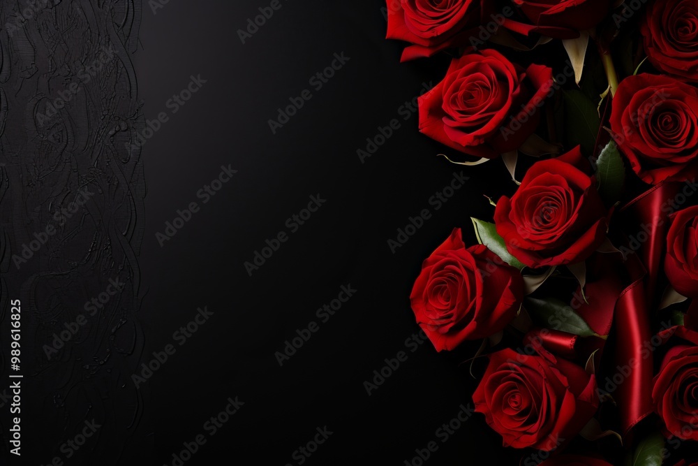 Elegant arrangement of red roses on a dark background for romantic occasions and gifts Elegant arrangement of red roses on a dark background for romantic occasions and gifts