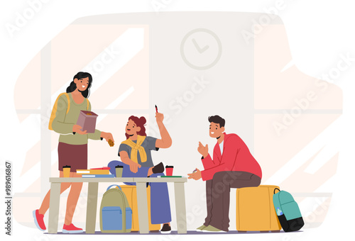 Group Of University Students Enjoying A Study Session Together In A Relaxed Environment. They Are Engaged In Discussion