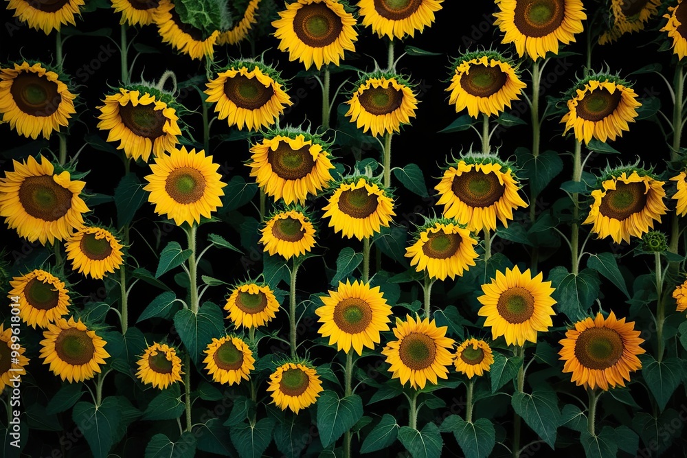 Vibrant Sunflowers Against Dark Background for Harvest Festival Celebration Vibrant Sunflowers Against Dark Background for Harvest Festival Celebration