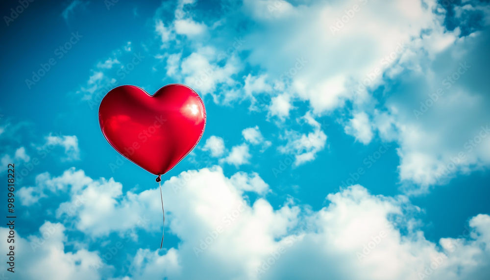 A heart-shaped balloon floating in the sky A heart-shaped balloon floating in the sky