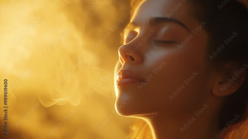 Woman Inhaling Steam Facial Wellness Woman Inhaling Steam Facial Wellness