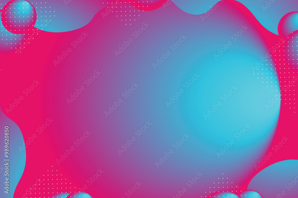 Abstract pink and blue gradient background with white dots.