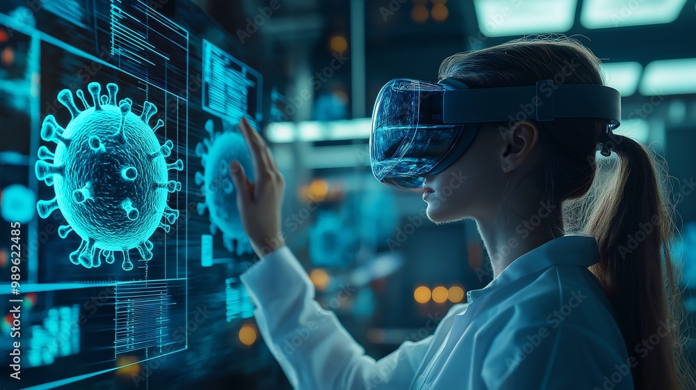 Scientist Using VR to Study Coronavirus Model Scientist Using VR to Study Coronavirus Model