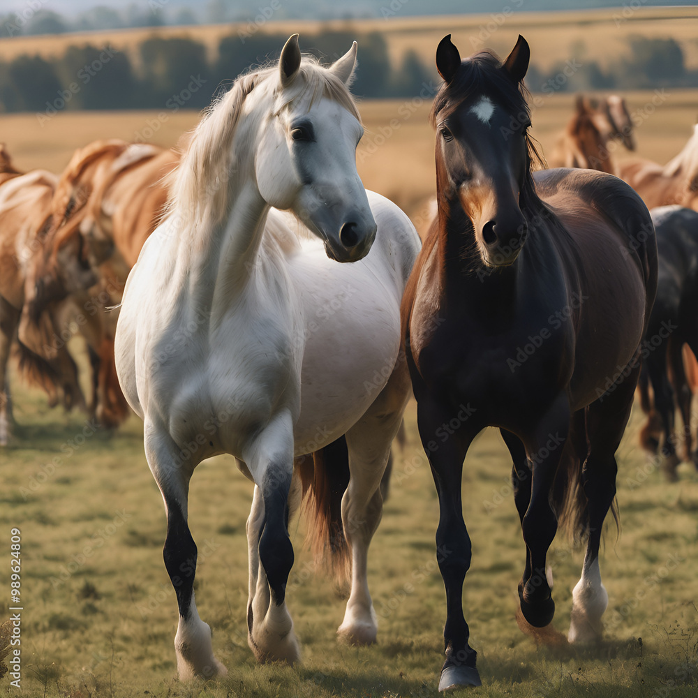 two horses in the field two horses in the field