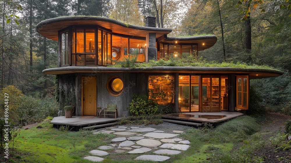Modern Earthship Home Surrounded by Forest Modern Earthship Home Surrounded by Forest