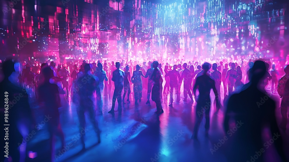 Bustling night club with dancing crowd. Bustling night club with dancing crowd.