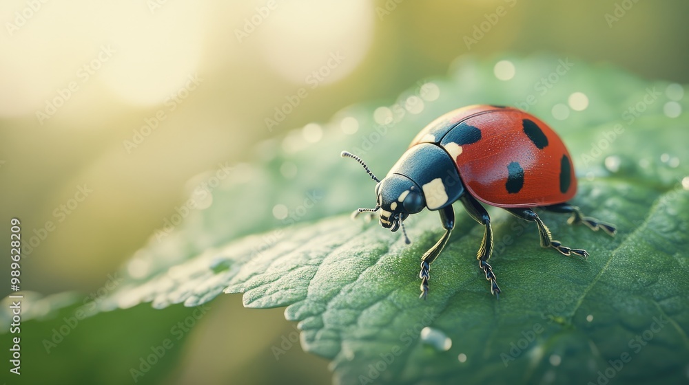 A detailed shot of a ladybug on a leaf, with a soft focus on its wings and spots, emphasizing the beauty and uniqueness of this tiny creature. A detailed shot of a ladybug on a leaf, with a soft focus on its wings and spots, emphasizing the beauty and uniqueness of this tiny creature.