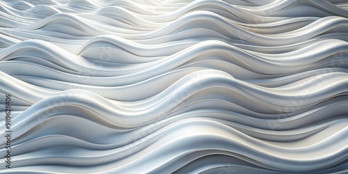 Dynamic abstract background of flowing white waves created with standard scale design. Generative AI