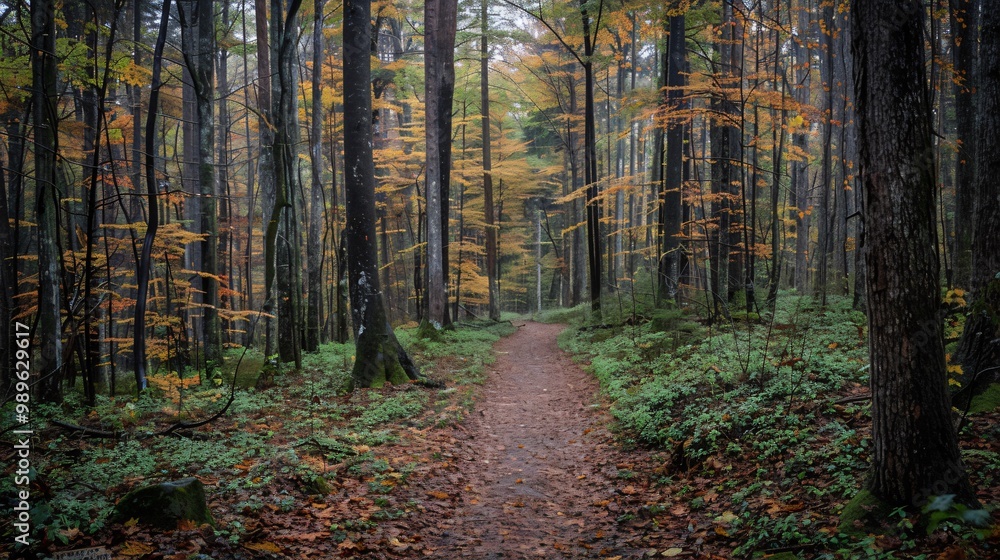 Fototapeta premium Path through the autumn forest.
