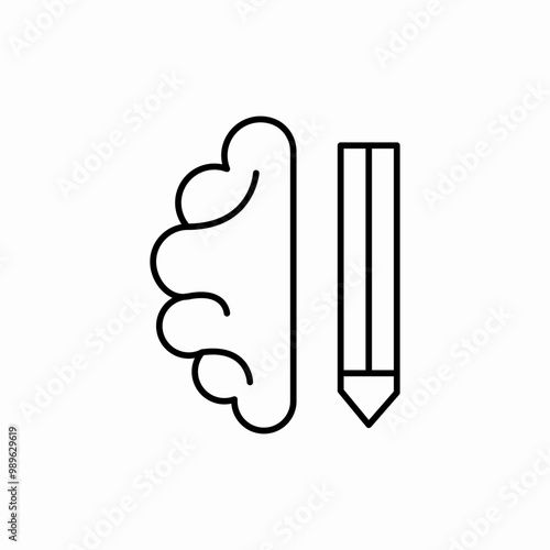 thinking brain pencil icon sign vector