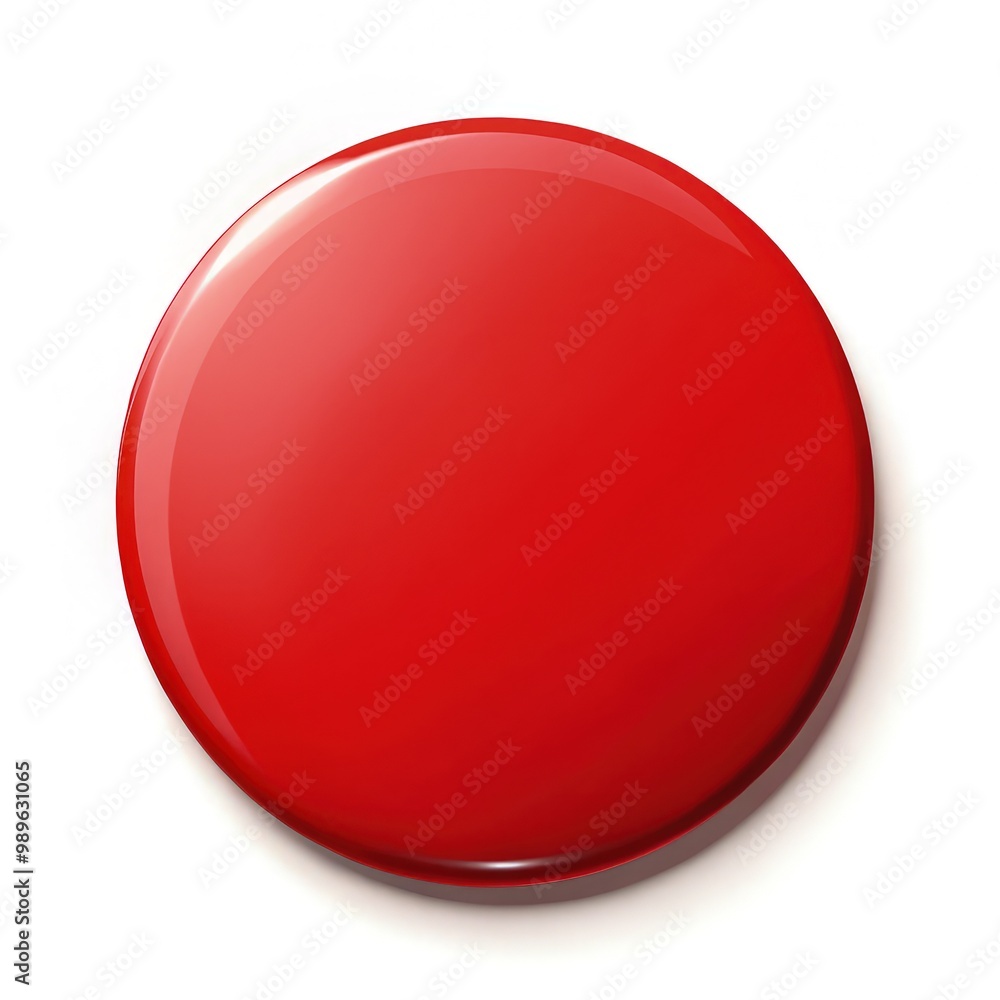 This design features a bright red circular badge against a clean white background This design features a bright red circular badge against a clean white background