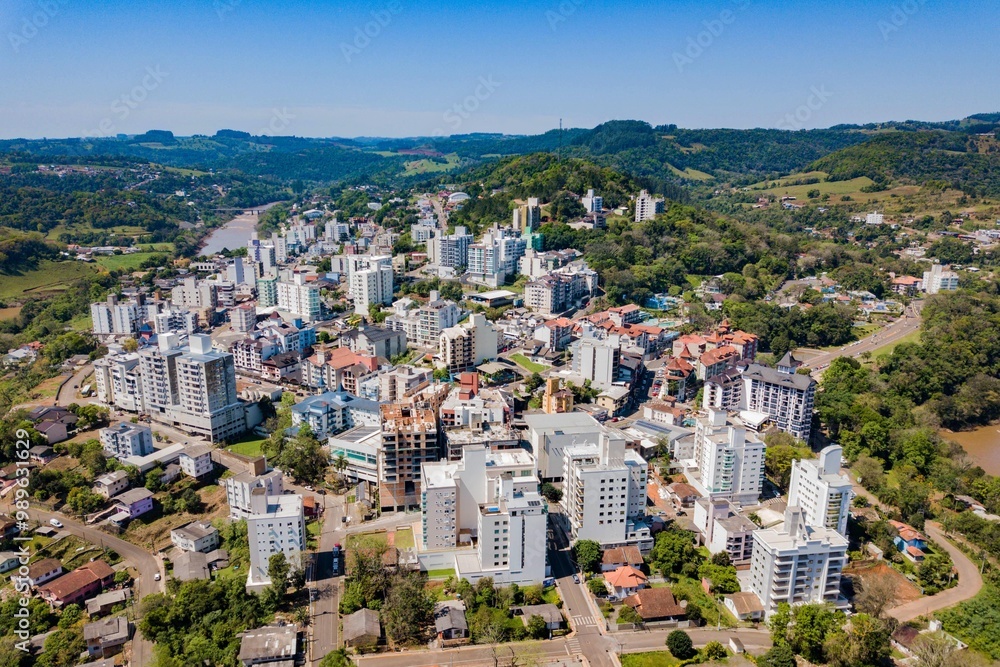 Fototapeta premium Piratuba SC - Aerial view of the city of Piratuba, Santa Catarina