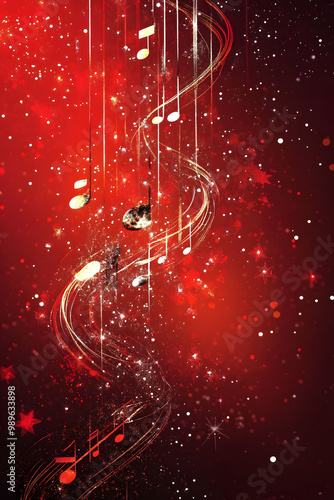 Christmas music notes decoration background