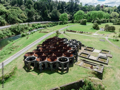 Victoria Battery, am historical goild mine ruins in Waihi, Waikato, New Zealand. photo