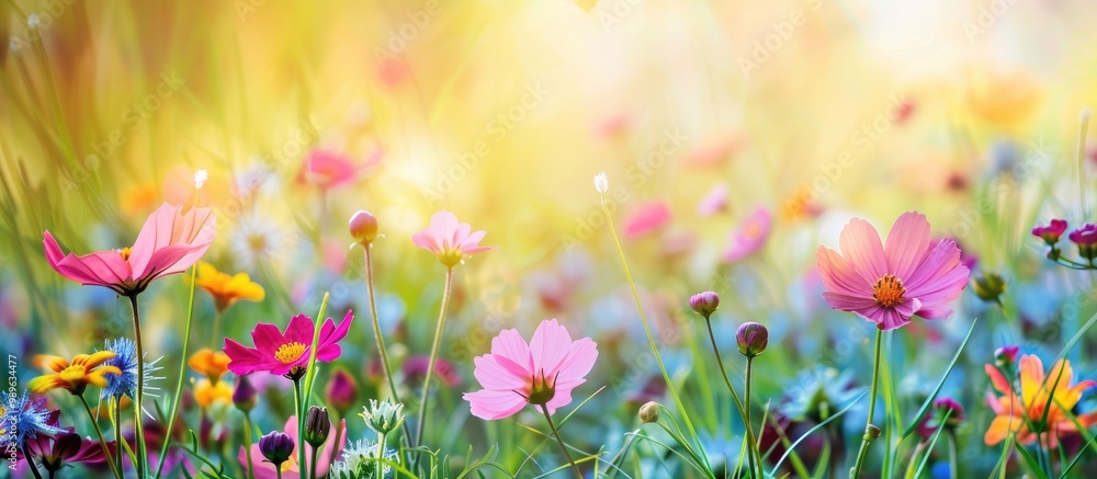 Background Meadow With Colorful Spring Flowers Background Meadow With Colorful Spring Flowers