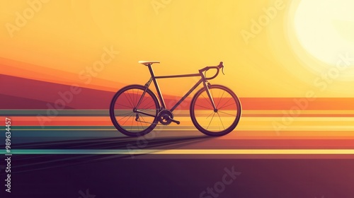 Bicycle Silhouette Against Sunset Backdrop