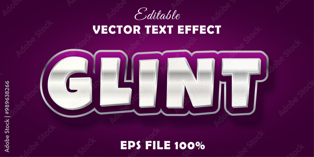 Editable text effect - Glint pink sliver metallic style