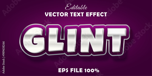 Editable text effect - Glint pink sliver metallic style