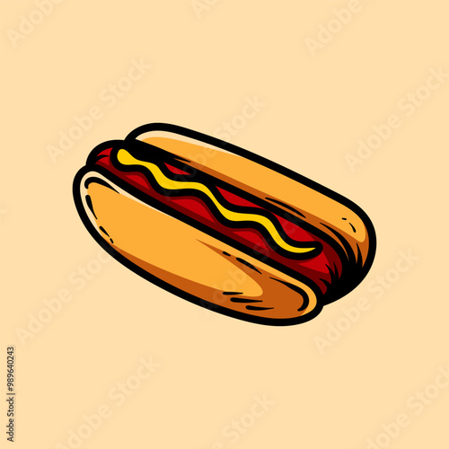 simple hotdog line art style sketch classic vintage design illustration