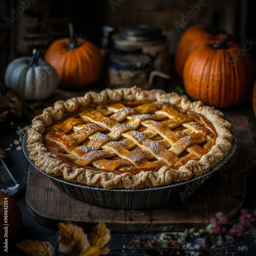 pumpkin pie with lattice crust