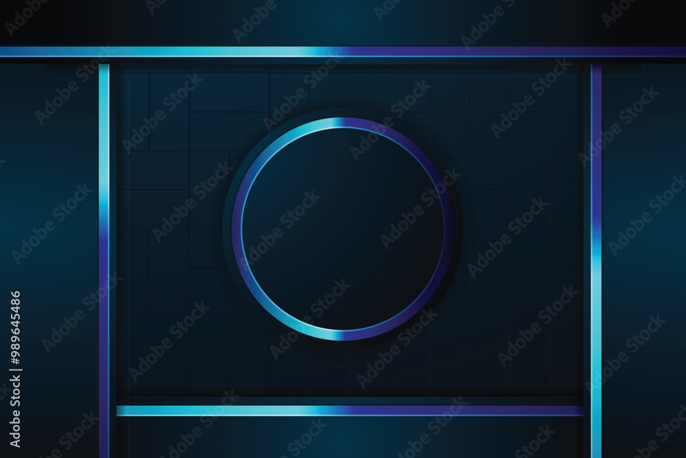 Dark blue background with glowing blue circle and lines. Dark blue background with glowing blue circle and lines.