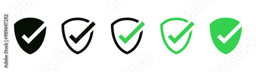 Shield check mark icon or security shield protection icon with tick symbol	