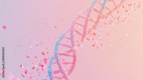 Illuminating the Future: Vibrant DNA Strand on Pastel Background Symbolizing Precision Medicine and Genetic Research