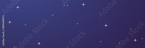 Night sky with sparkling stars on a dark blue background.