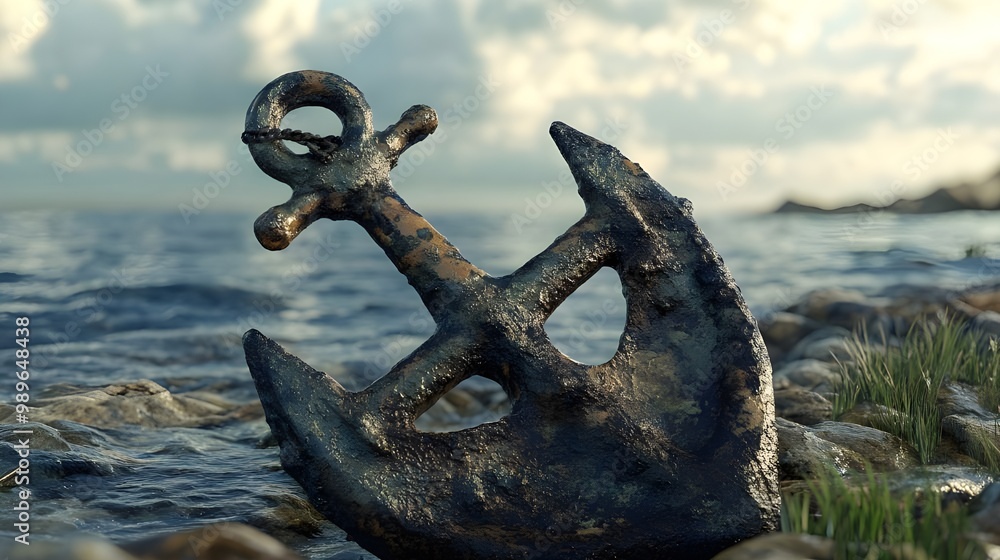 Fototapeta premium Nautical theme anchor image rendered in stunning high-resolution realism image