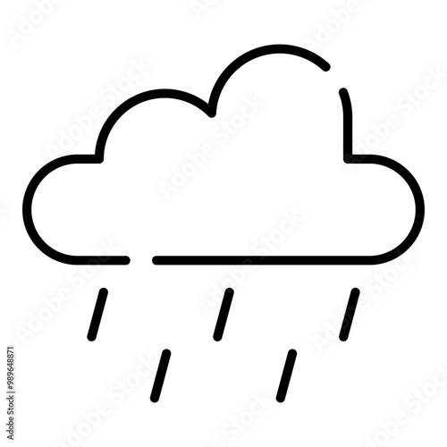 Cloud and rain black line icon