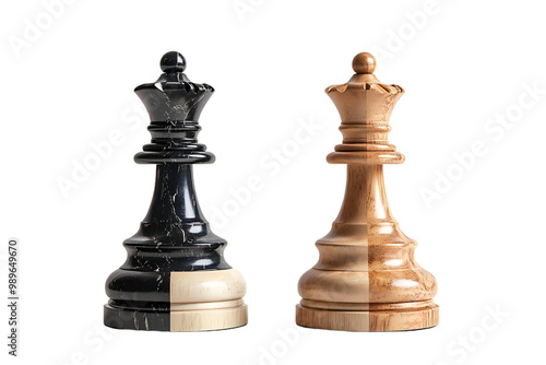 Pièces d'échecs noires et beige sur fond transparent PNG