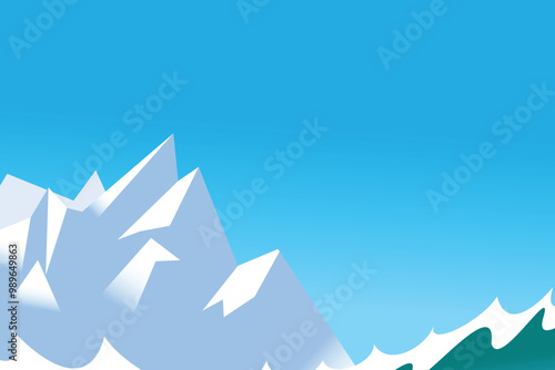 Simple abstract mountain range under a blue sky.