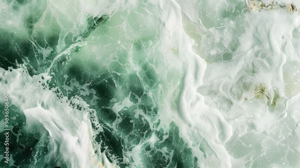 Naklejka premium A soothing green and white marble texture with delicate veins, creating a natural and elegant background