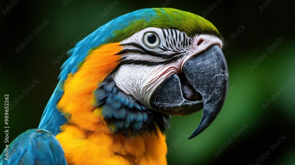 A close-up of a vibrant macaw parrot showcasing its colorful feathers and expressive features. A close-up of a vibrant macaw parrot showcasing its colorful feathers and expressive features.
