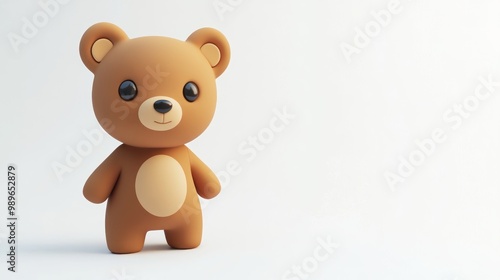 A cute, stylized brown bear figurine with a friendly expression on a simple background.