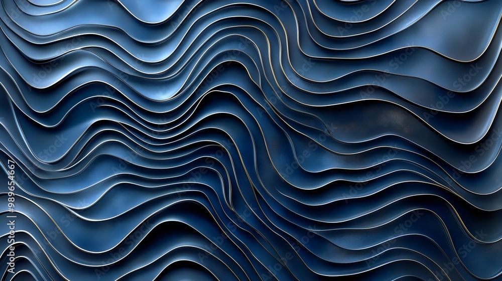 3D Rendering of a Textured Dark Blue Abstract Organic Curved Waved Wallpaper Background 3D Rendering of a Textured Dark Blue Abstract Organic Curved Waved Wallpaper Background