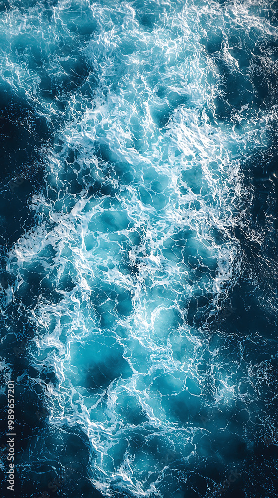Fototapeta premium Serene Turquoise Ocean Waves Abstract Texture with Ripples and Sunlight Reflection