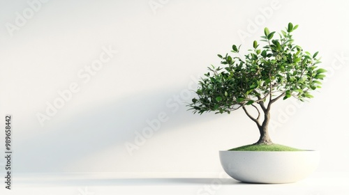 A small tree in a minimalist pot, emphasizing nature and simplicity in design.