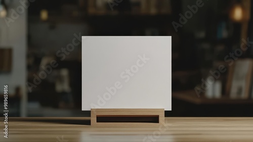 Wallpaper Mural Minimalist Blank White Paper Sheet on Wooden Holder - 3D Realistic Mockup for Booklets and Designs Torontodigital.ca