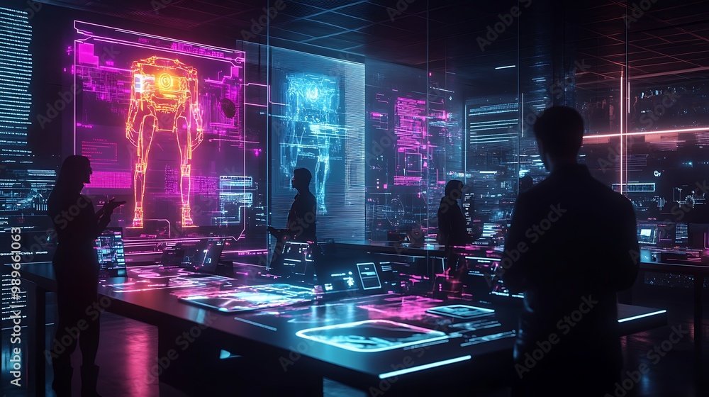 Futuristic technology concept computer laboratory Futuristic technology concept computer laboratory
