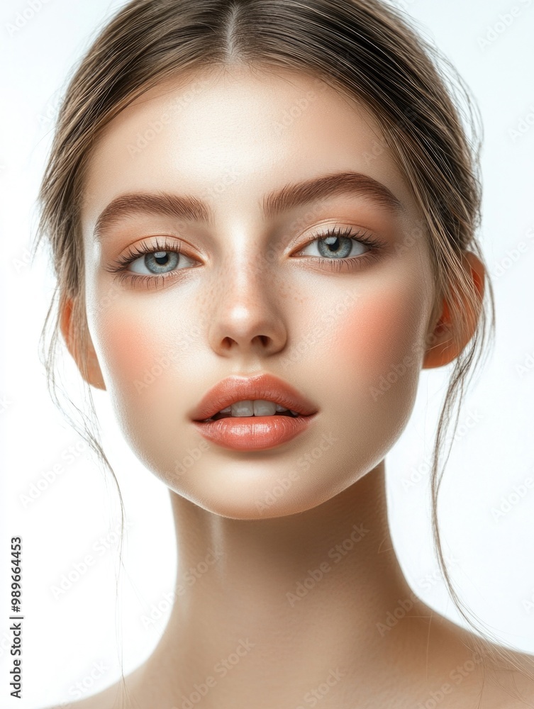 Stunning Beauty Portrait - Female Model with Glowing Skin and Natural Makeup Stunning Beauty Portrait - Female Model with Glowing Skin and Natural Makeup