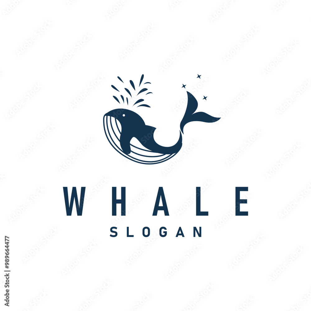 Obraz premium Whale logo design silhouette animal giant fish orca sea concept simple template illustration