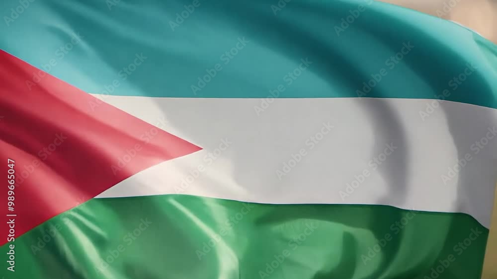 The vibrant flag displays its bold red, white, green, and black colors, fluttering against a blue sky, symbolizing national identity and unity on a sunny day The vibrant flag displays its bold red, white, green, and black colors, fluttering against a blue sky, symbolizing national identity and unity on a sunny day