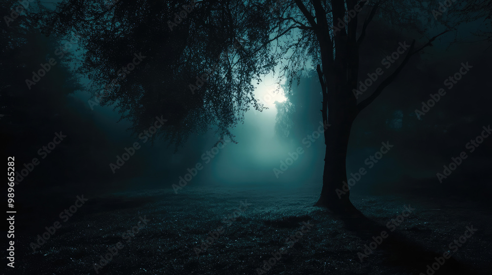 Shadows moving through the fog on a pitch-dark night. Shadows moving through the fog on a pitch-dark night.